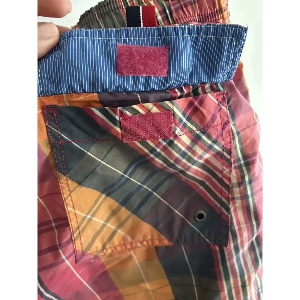 Tommy Hilfiger Plaid  Swim Trunks  M Cotton Beach Summer